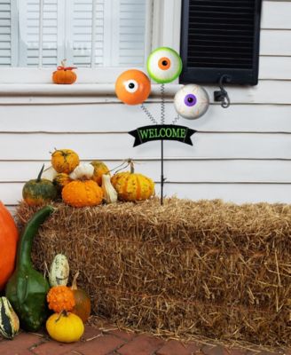 35.25"H Halloween Metal "WELCOME" Spring Eyeballs Yard Stake