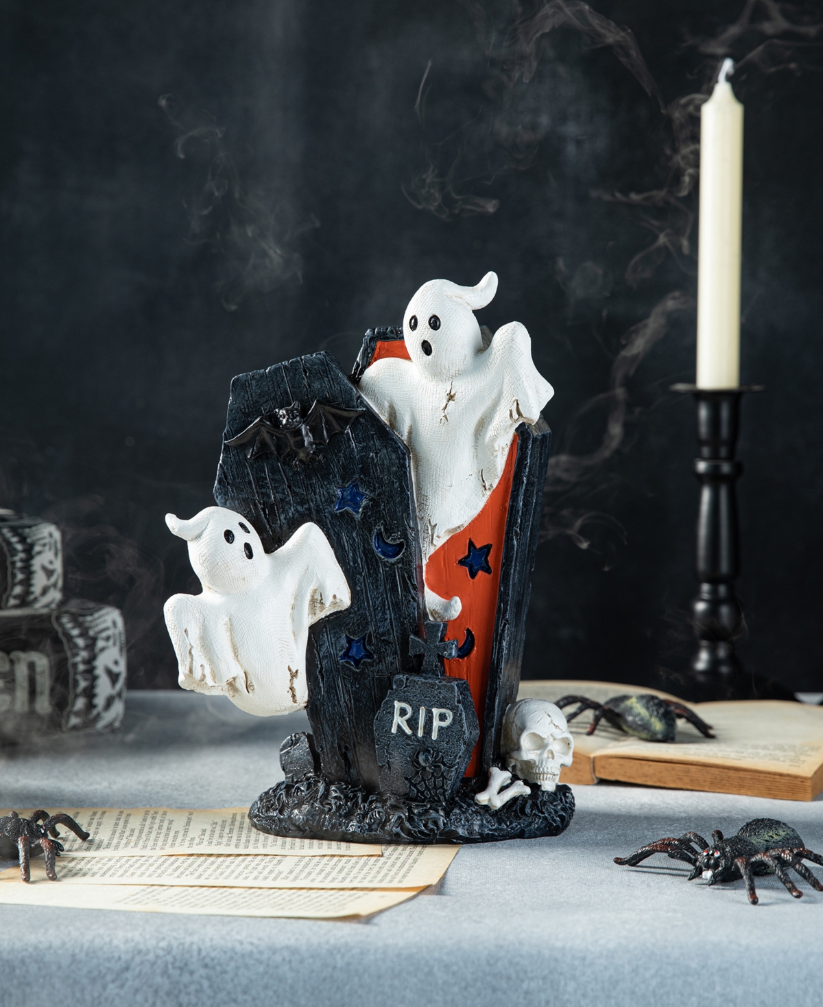 Glitzhome 9.75''h Halloween Polyresin Ghost Gravestone Table Decor In Multi