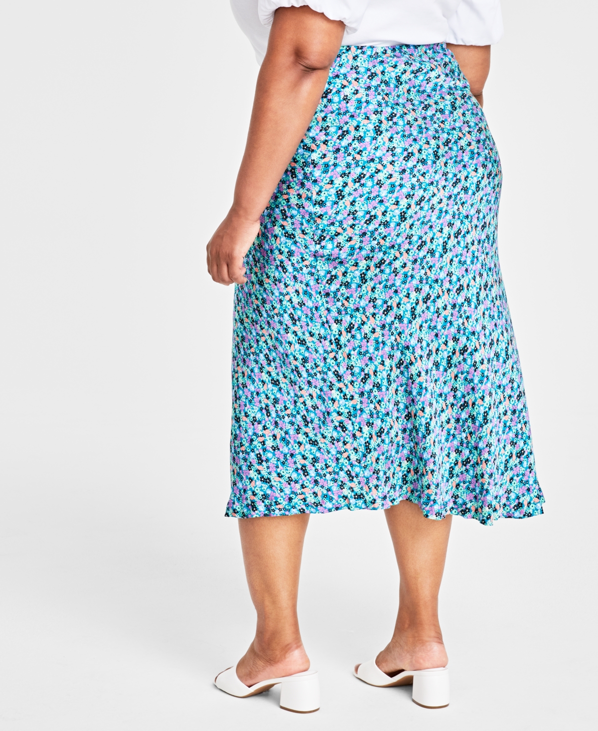 On 34th Trendy Plus Size Garden Floral Slip Skirt, Created for Macy's