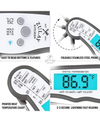Instant Read Food Thermometer - Waterproof Digital Meat Thermometer