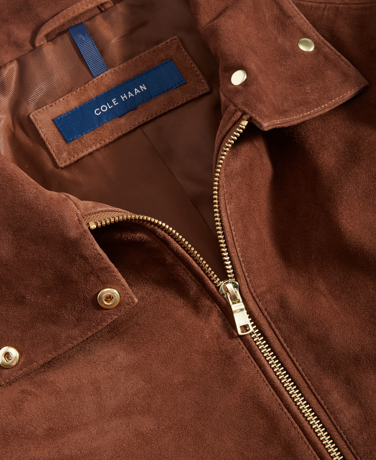 Cole Haan Women's Zip-Front Suede Racer Coat
