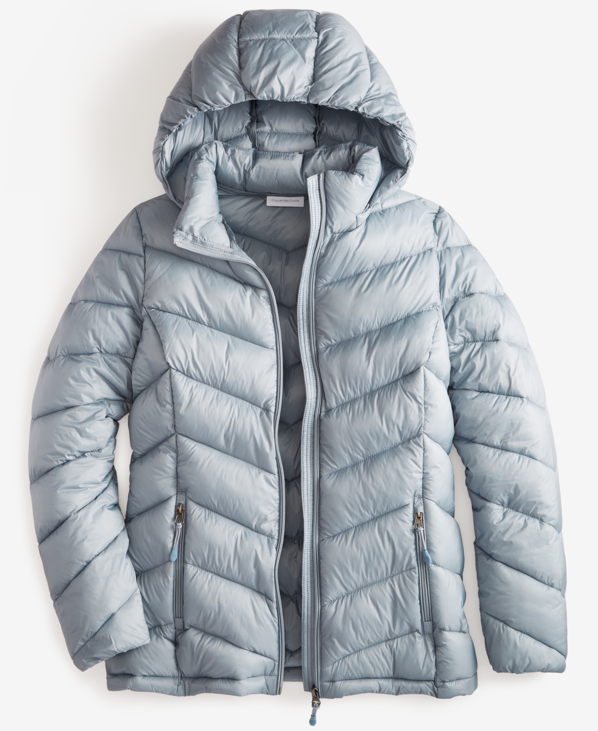 Shop Charter Club Women's Packable Hooded Puffer Coat, Created For Macy's In Steel Blue