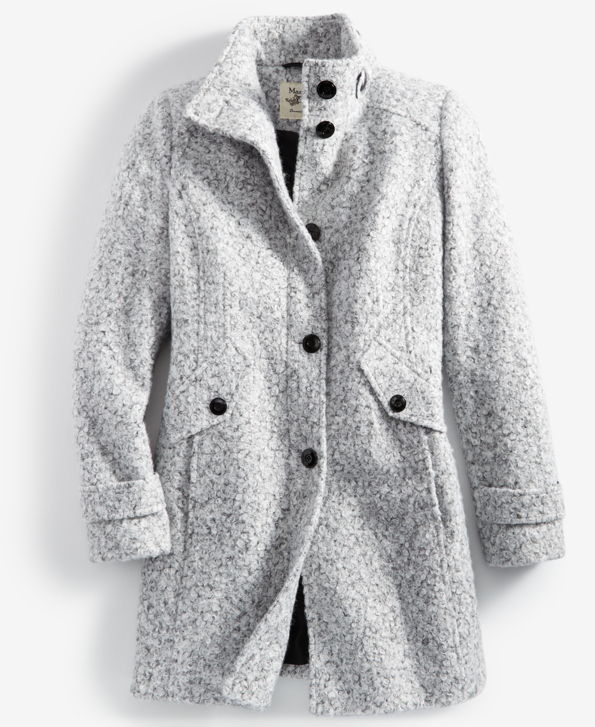 Maralyn & Me Juniors' Single-Breasted Boucle Walker Coat -White
