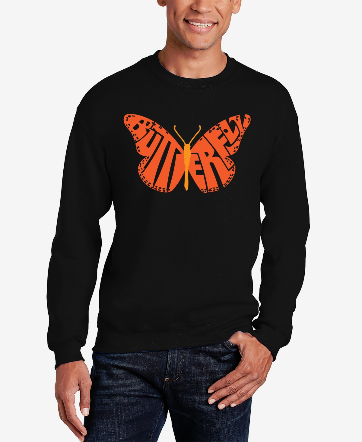 Butterfly - Men's Word Art Crewneck Sweatshirt - Grey