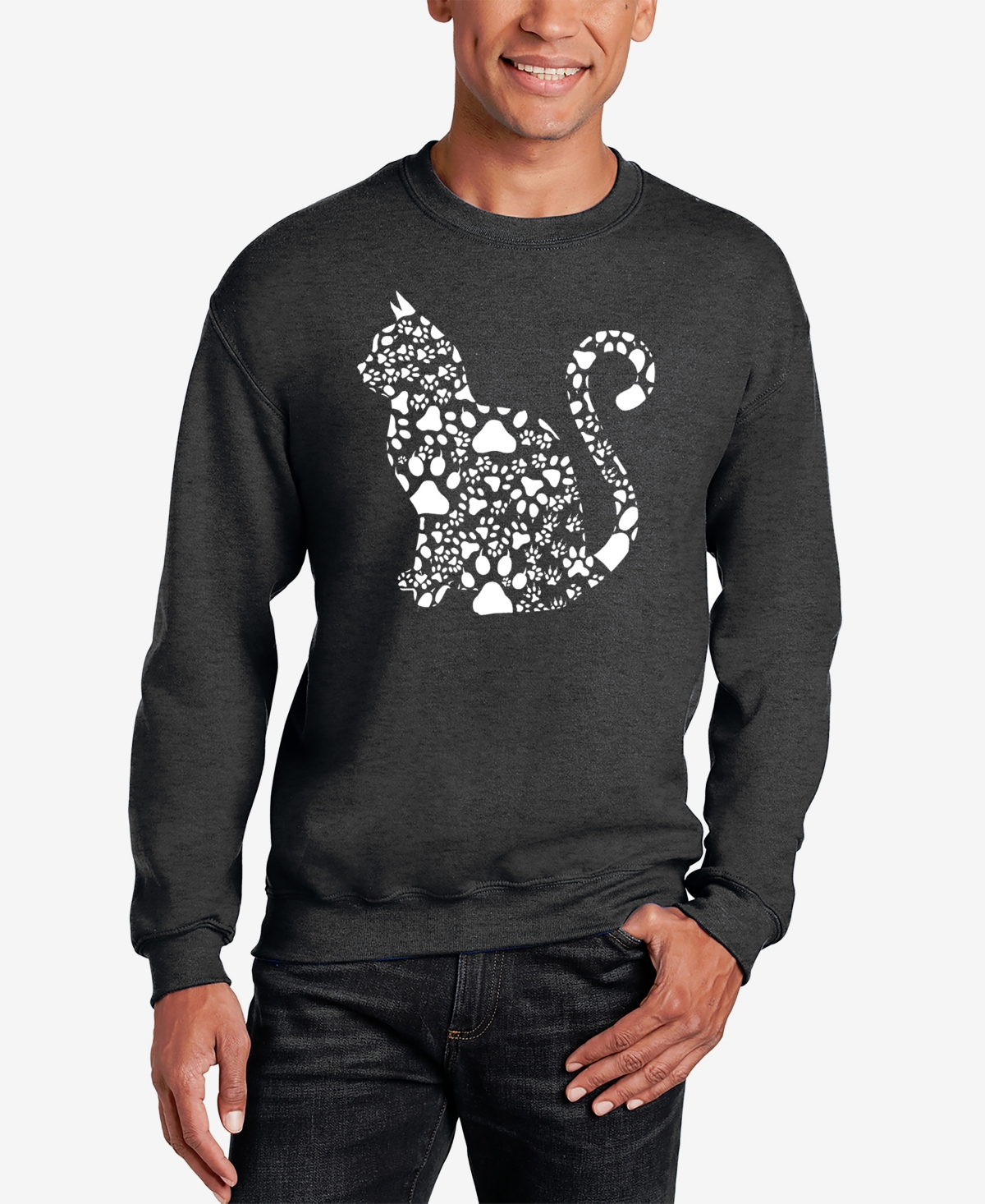 Cat Claws - Men's Word Art Crewneck Sweatshirt - Grey