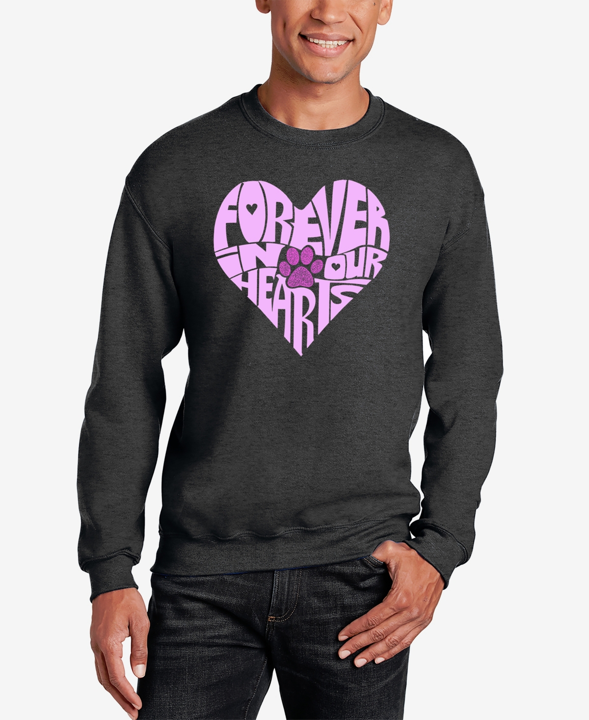 Forever In Our Hearts - Men's Word Art Crewneck Sweatshirt - Grey