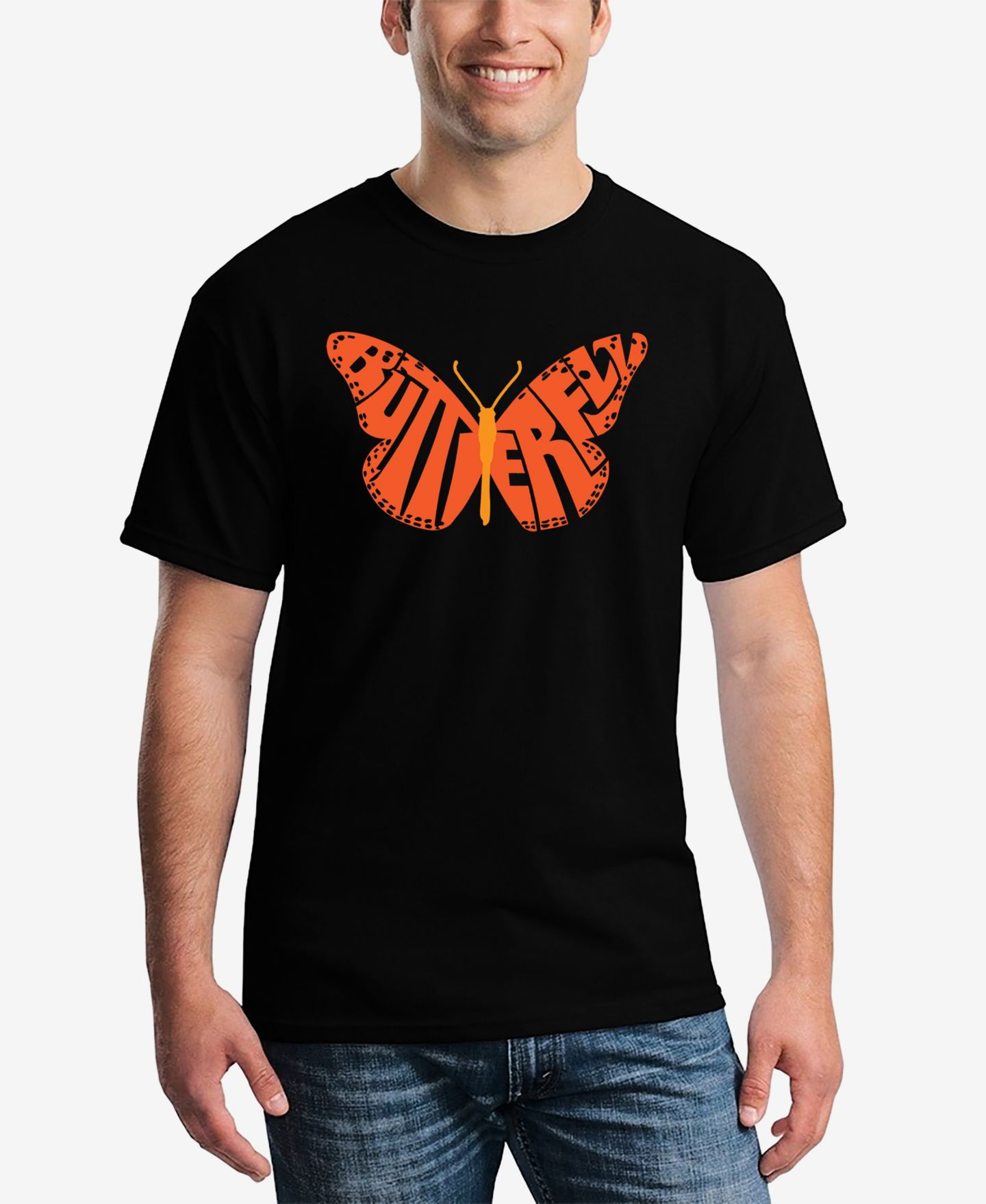 Мужская футболка LA Pop Art Butterfly - Word Art, цвет: Чёрный — фото 1