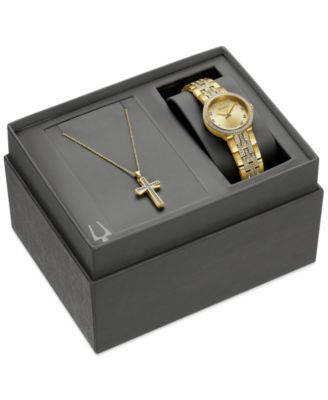 Women's Crystal Gold-Tone Stainless Steel Bracelet Watch 29mm Gift Set
