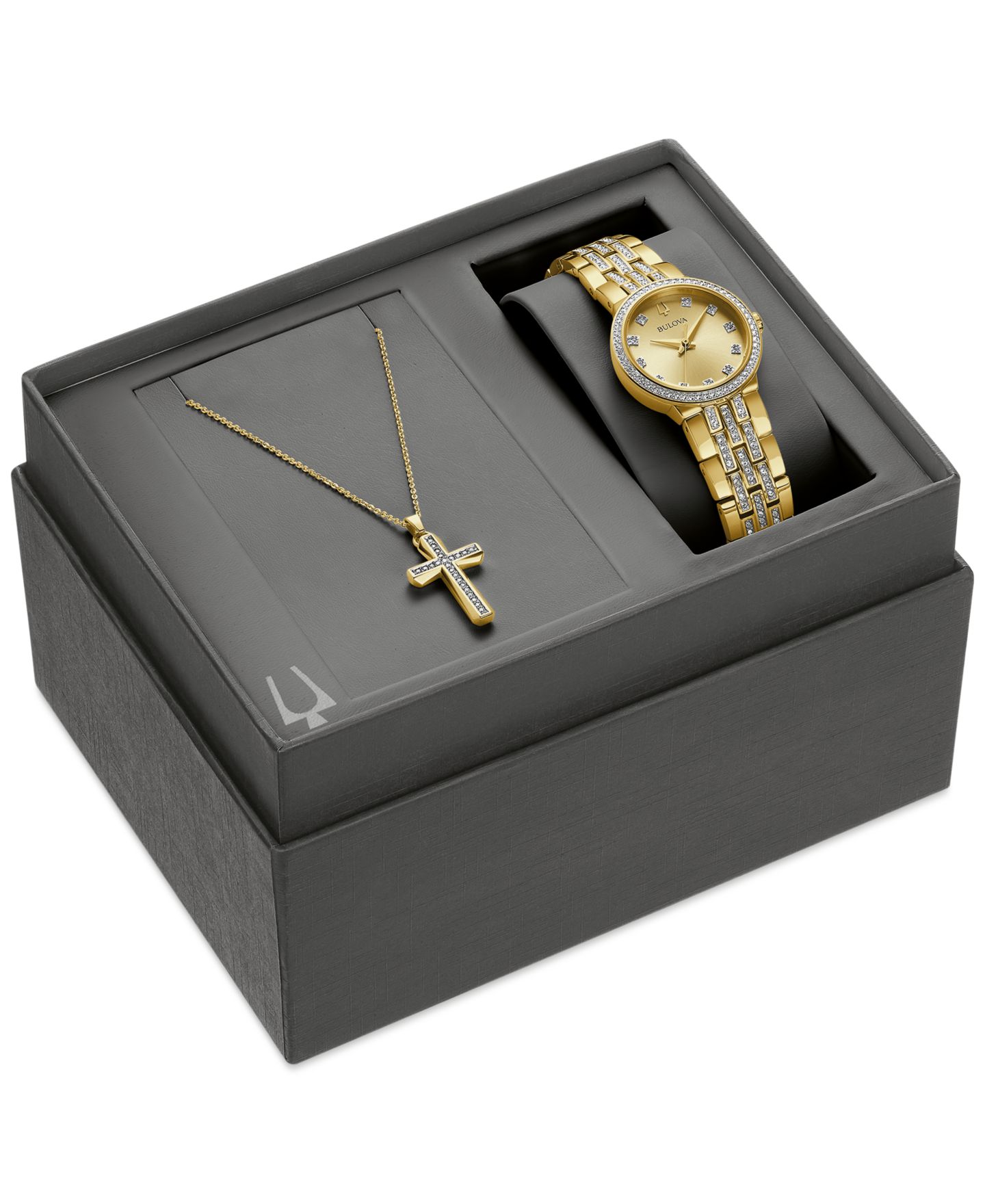 Женские часы Bulova Crystal Gold-Tone Stainless Steel Bracelet Watch 29mm Gift Set — фото 8