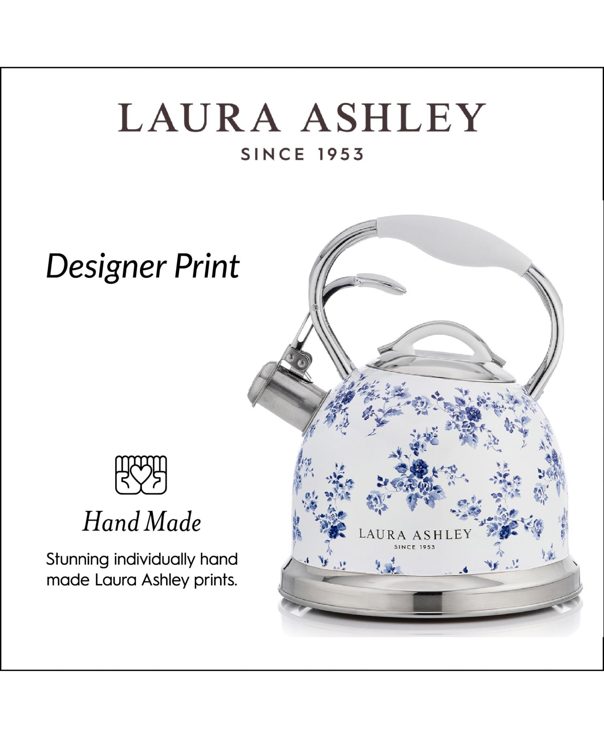 Shop Laura Ashley 10-cup China Rose Stove Top Kettle In White