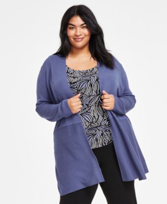 Anne Klein - Plus Size Monterey Open-Front Cardigan