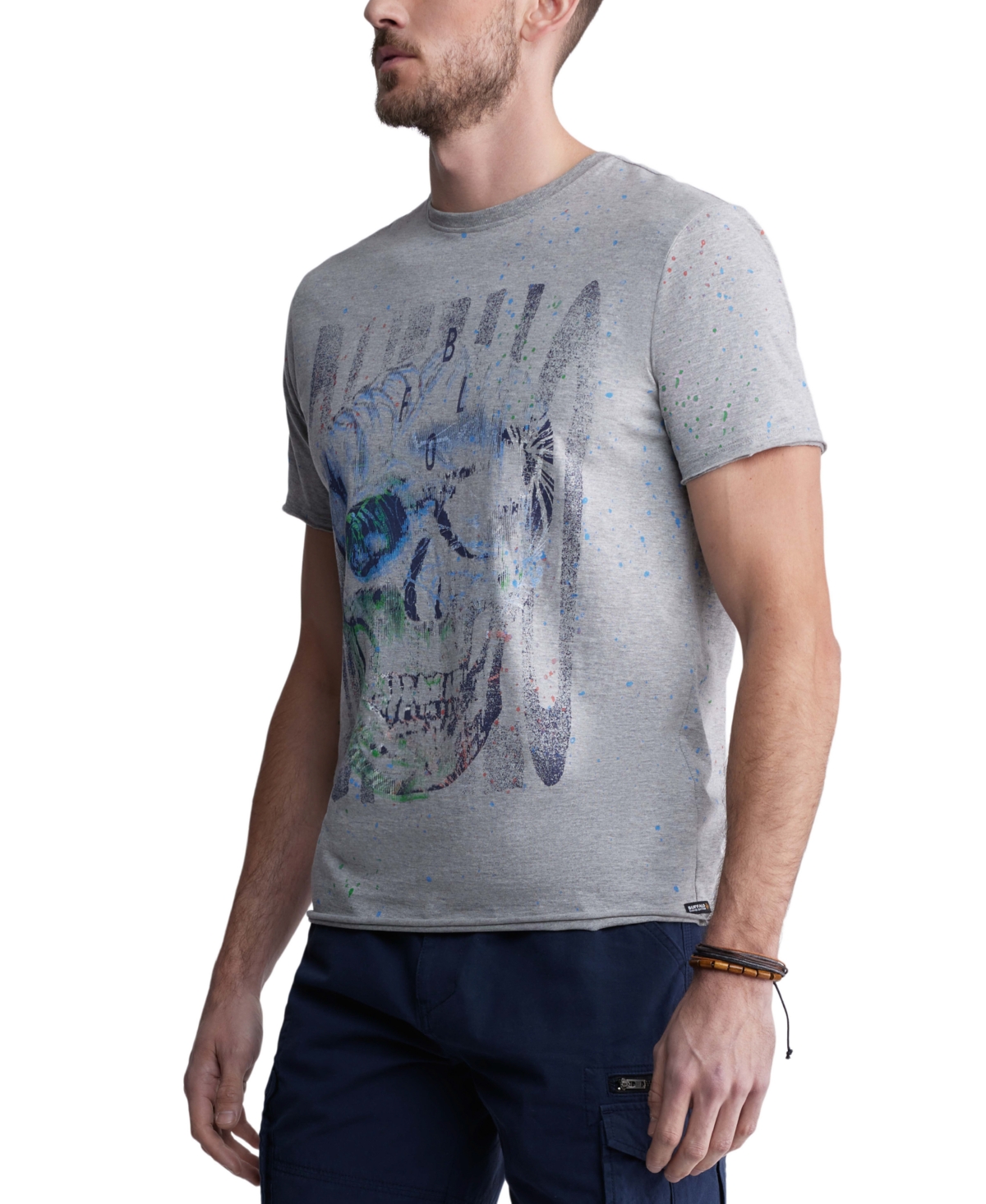 Shop Buffalo David Bitton Men's Tulum Classic-fit Tropical Skull Graphic T-shirt In Heather Grey
