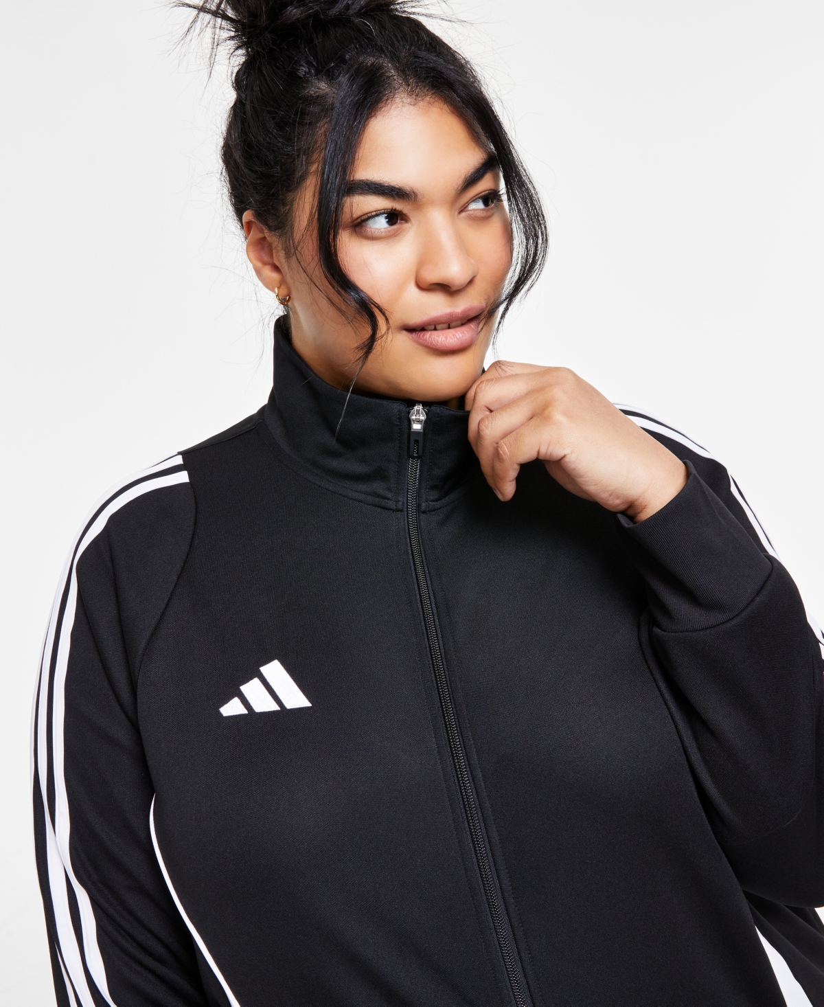 Adidas Originals Plus Size Tiro 24 Stand Collar Zip-front Track Jacket In Black,whit