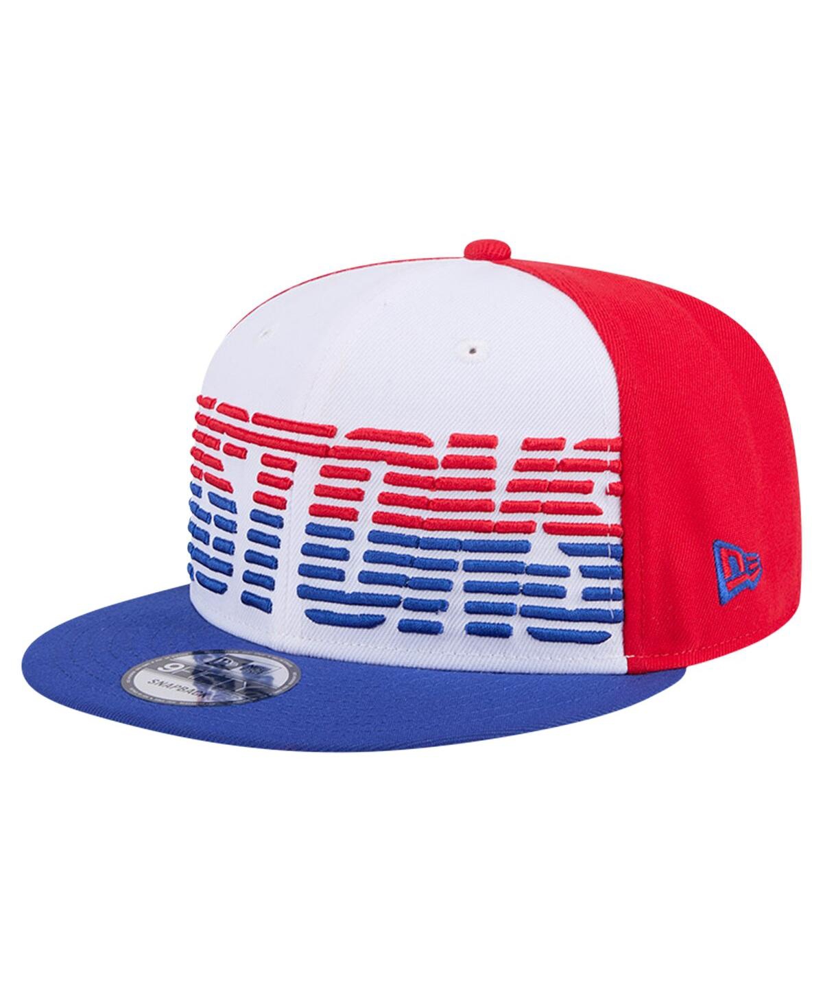 Shop New Era Men's White/blue Detroit Pistons Throwback Gradient Tech Font 9fifty Snapback Hat In White Blue