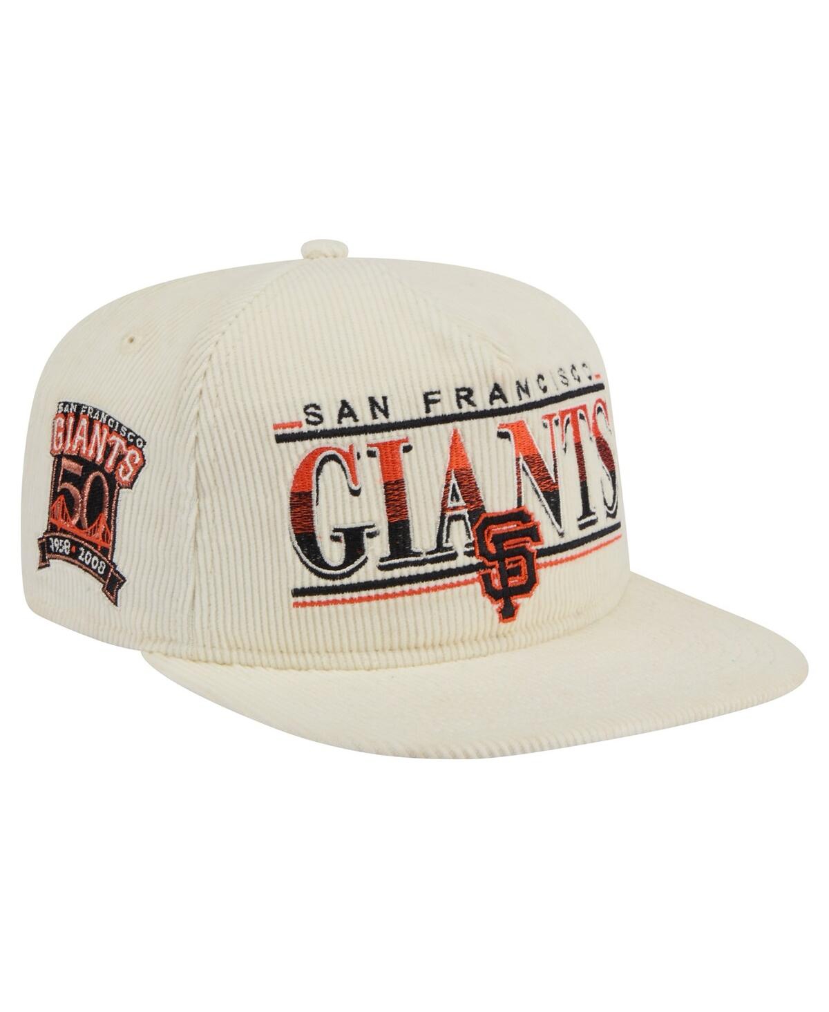 Shop New Era Men's Cream San Francisco Giants Throwback Bar Golfer Corduroy Snapback Hat