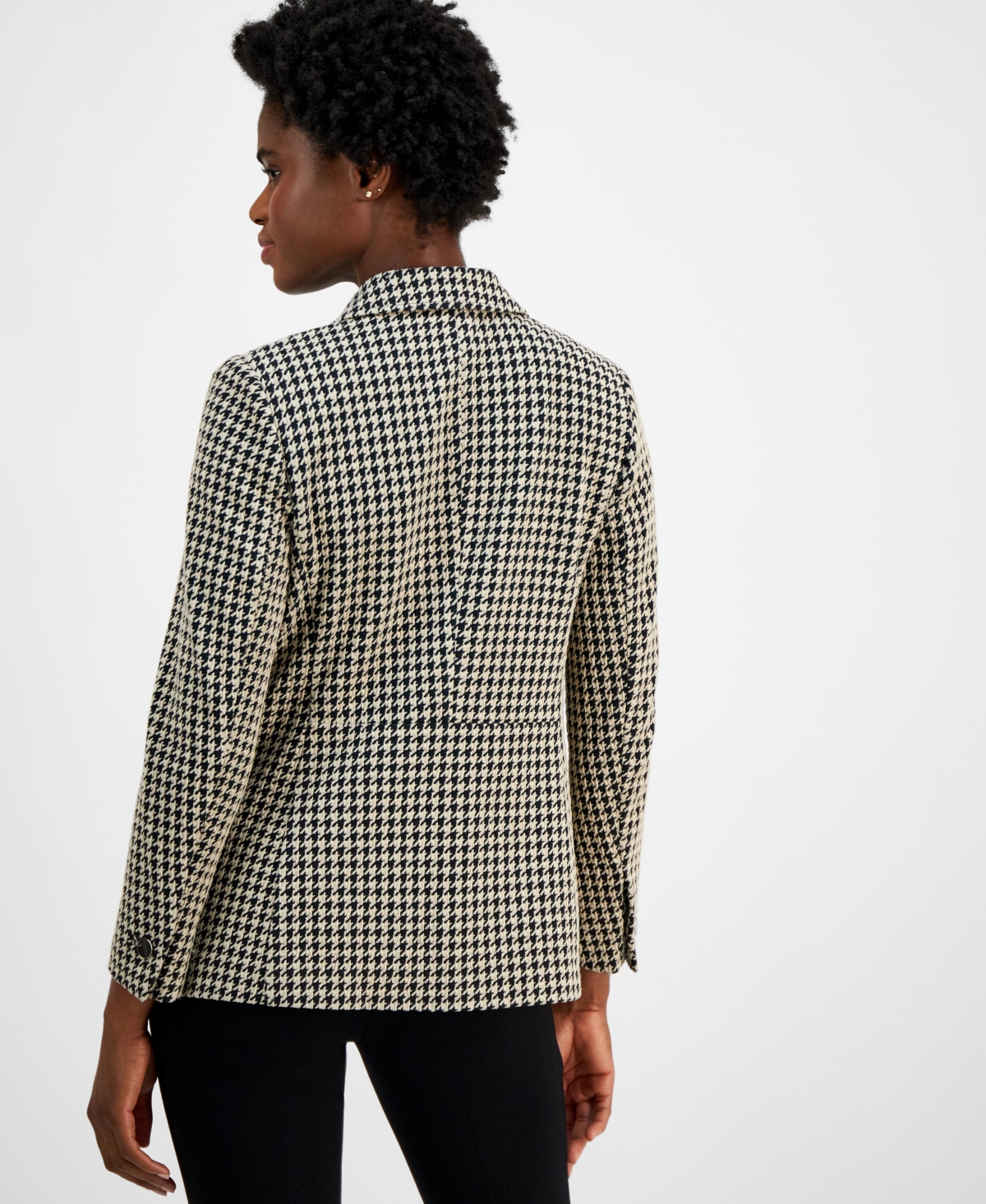 Anne Klein Women's Houndstooth Jacquard Blazer -Anne Black