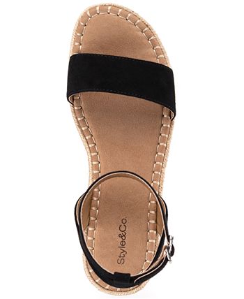 Style & Co. Women's Peggyy Ankle Strap Flats - Faux Suede Taupe Shoes