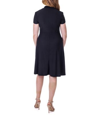 Short Sleeve Knee Length V Neck Rouched Wrap Dress