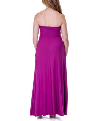 Pleated A Line Strapless Maxi Pocket Dress