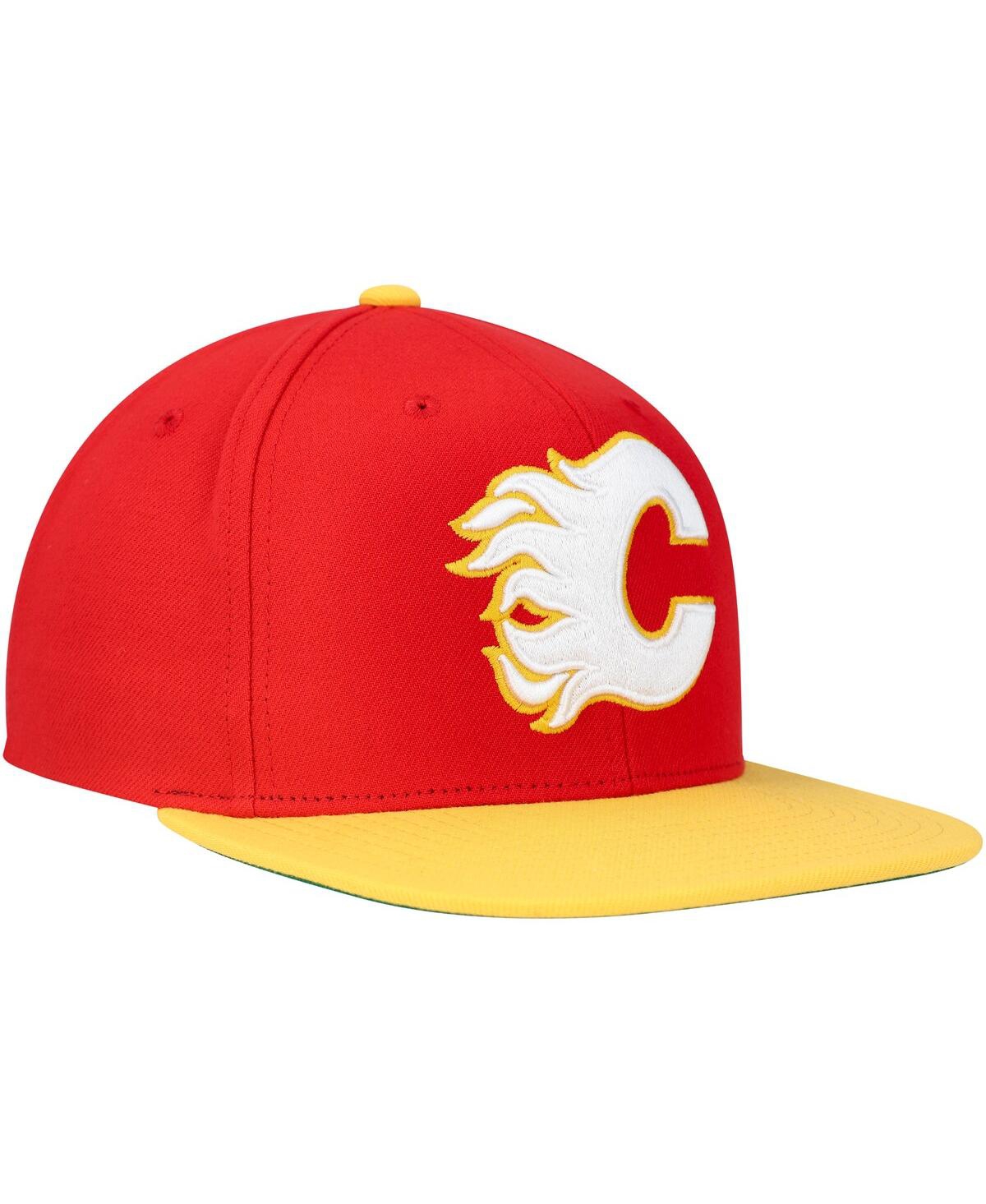 Mitchell & Ness Mitchell Ness Men's Red Calgary Flames Core Team Ground 2.0 Snapback Hat In Red Yellow