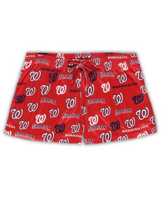 Women's White/Red Washington Nationals Plus Size Tank Top Shorts Sleep Set