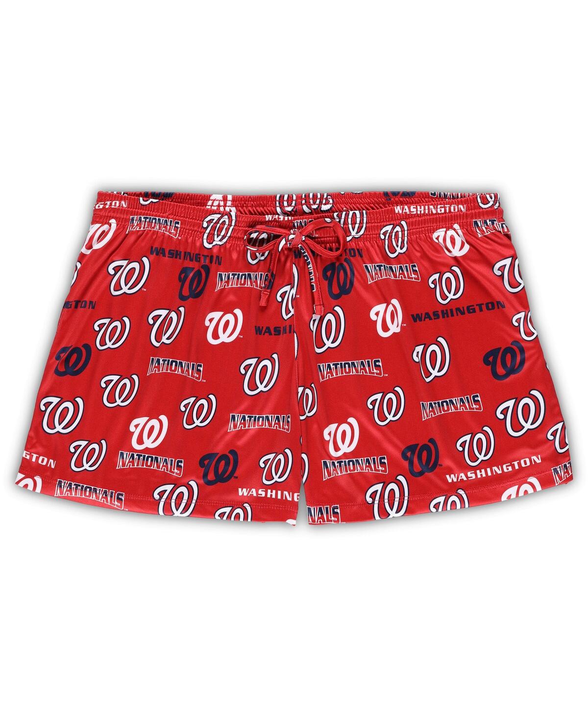 Shop Concepts Sport Women's White/red Washington Nationals Plus Size Tank Top Shorts Sleep Set In White Red