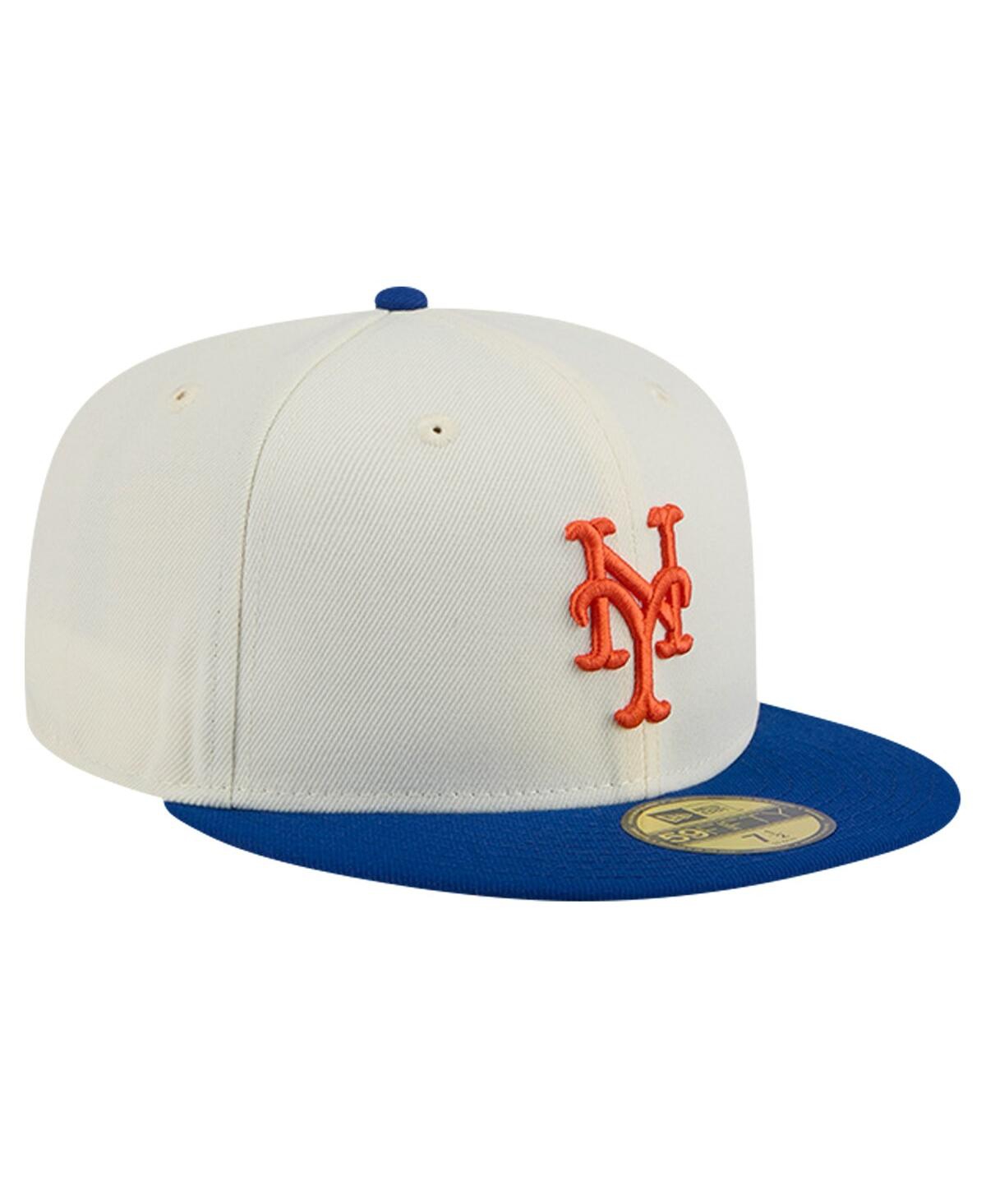 Shop New Era Men's Cream New York Mets Evergreen Chrome 59fifty Fitted Hat