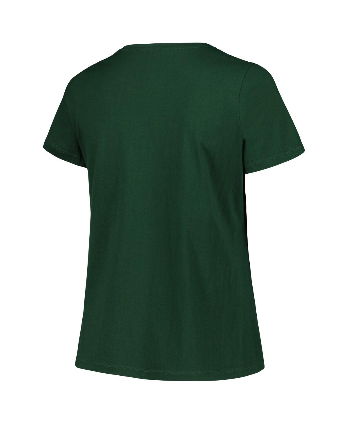Shop Profile Women's Green Michigan State Spartans Plus Size Arch Over Logo Scoop Neck T-shirt