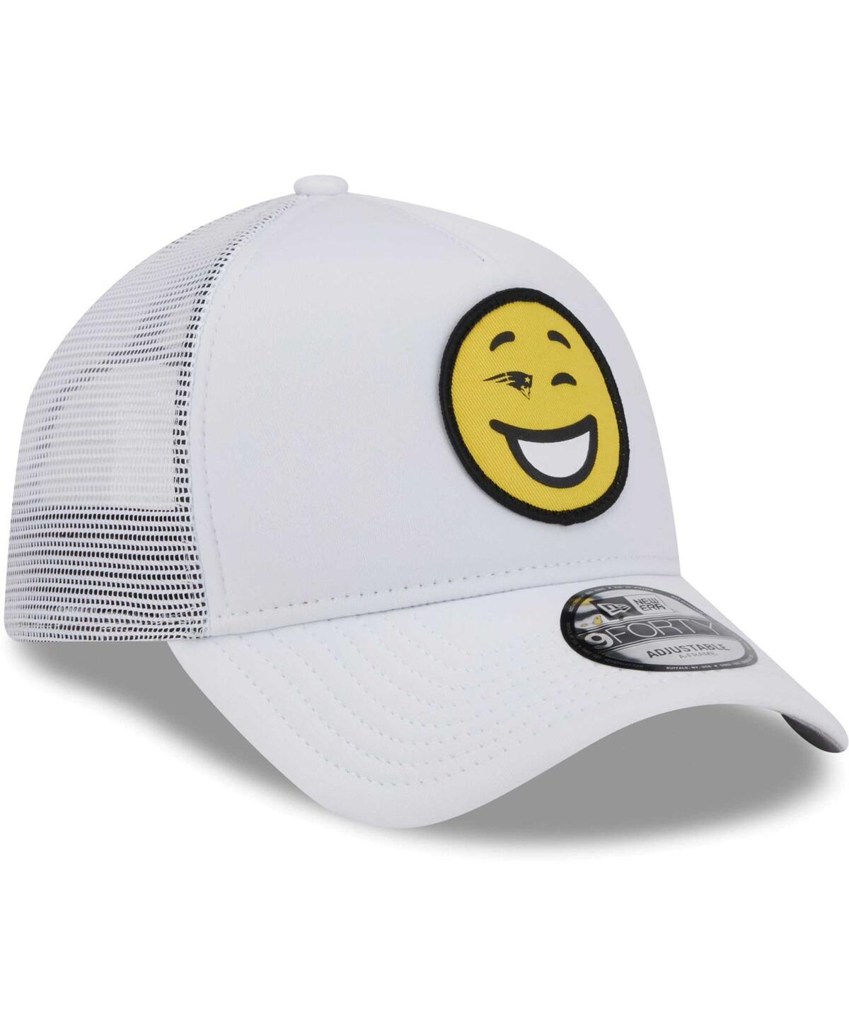 Shop New Era Men's White New England Patriots Happy A-frame Trucker 9forty Snapback Hat