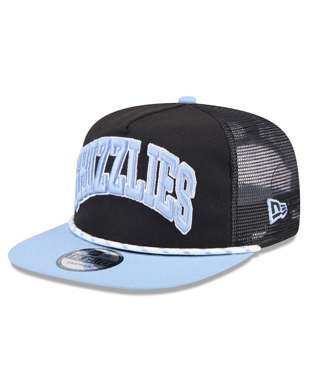 New Era Men's Black/Light Blue Memphis Grizzlies Throwback Team Arch Golfer Snapback Hat