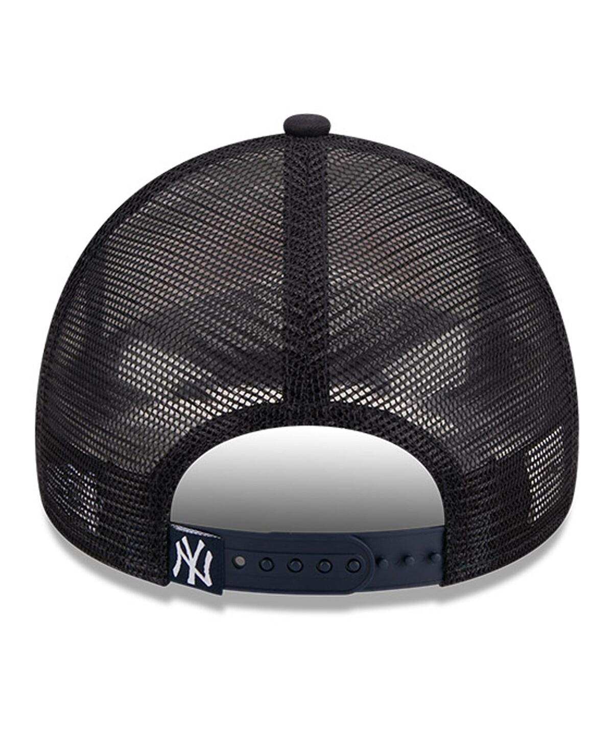 NEW ERA MEN'S WHITE/NAVY NEW YORK YANKEES STACKED A-FRAME TRUCKER 9FORTY ADJUSTABLE HAT 