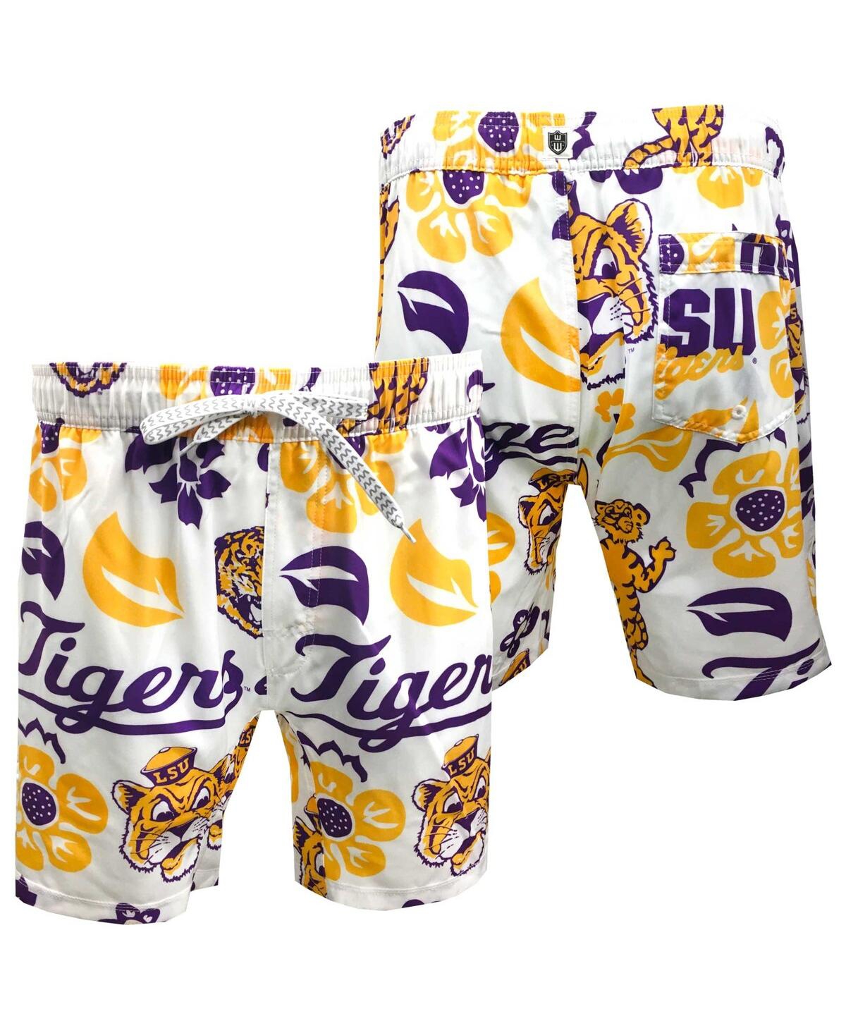 Wes Willy Youth White Lsu Tigers Allover Print Vault Tech Swim Trunks - White