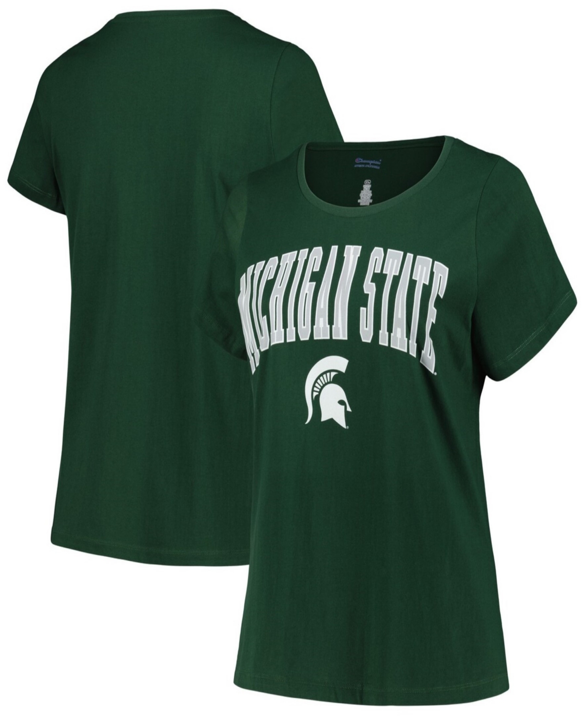 Shop Profile Women's Green Michigan State Spartans Plus Size Arch Over Logo Scoop Neck T-shirt