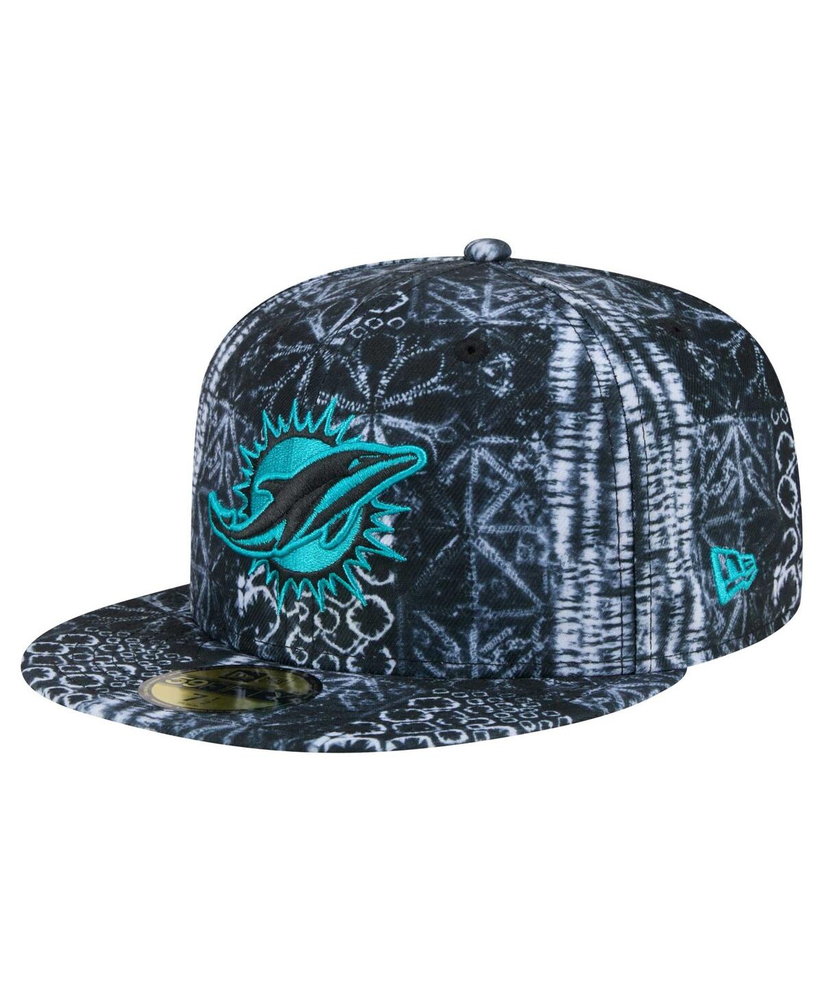Shop New Era Men's Black Miami Dolphins Shibori 59fifty Fitted Hat