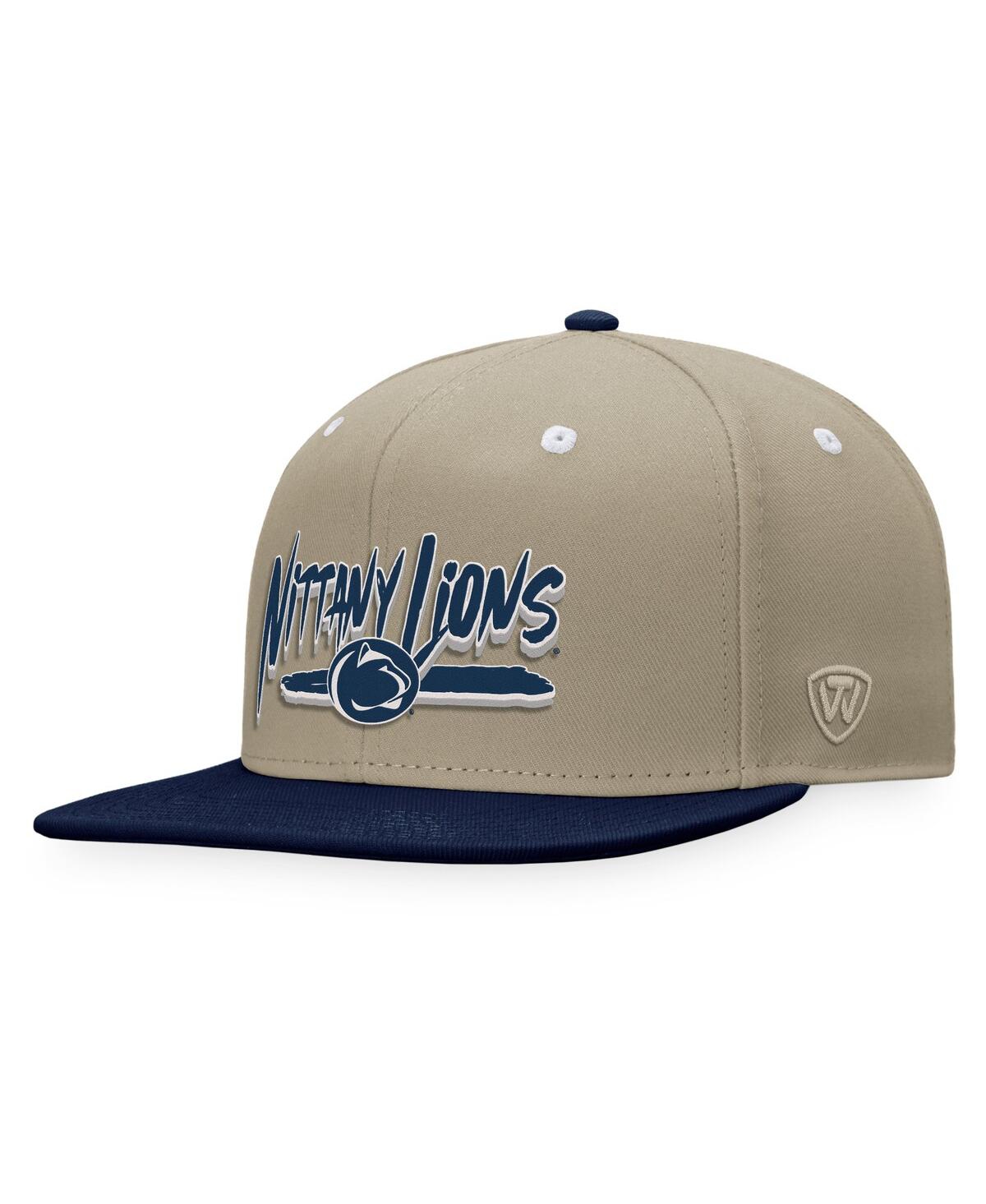 Top Of The World Men's Khaki/navy Penn State Nittany Lions Land Snapback Hat In Skki,trdny