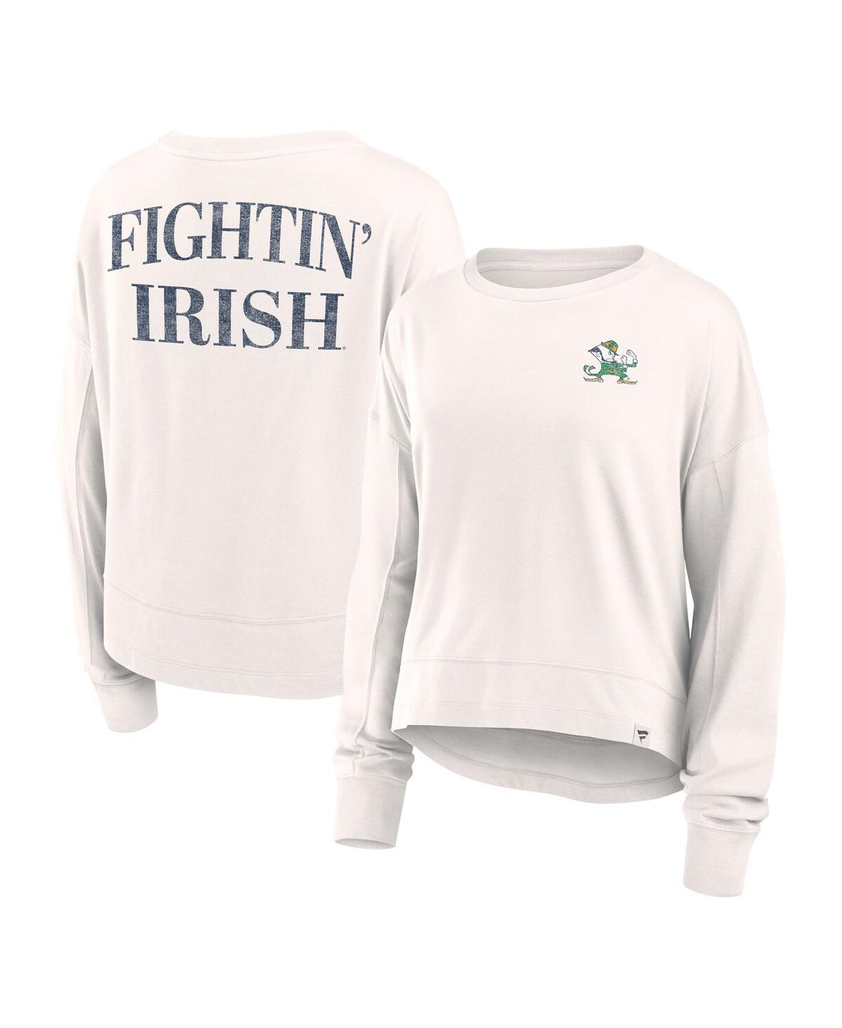 Branded Women's White Notre Dame Fighting Irish Kickoff Full Back Long Sleeve T-Shirt - Antiquewht