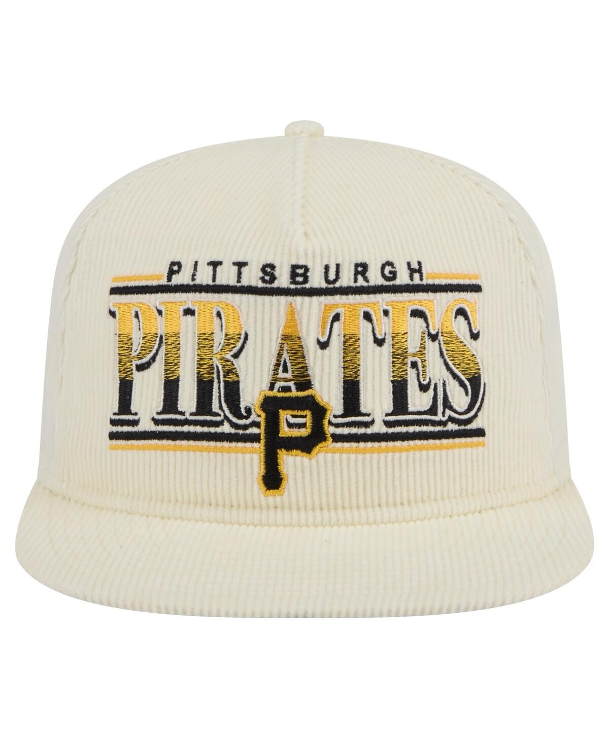 Shop New Era Men's Cream Pittsburgh Pirates Throwback Bar Golfer Corduroy Snapback Hat