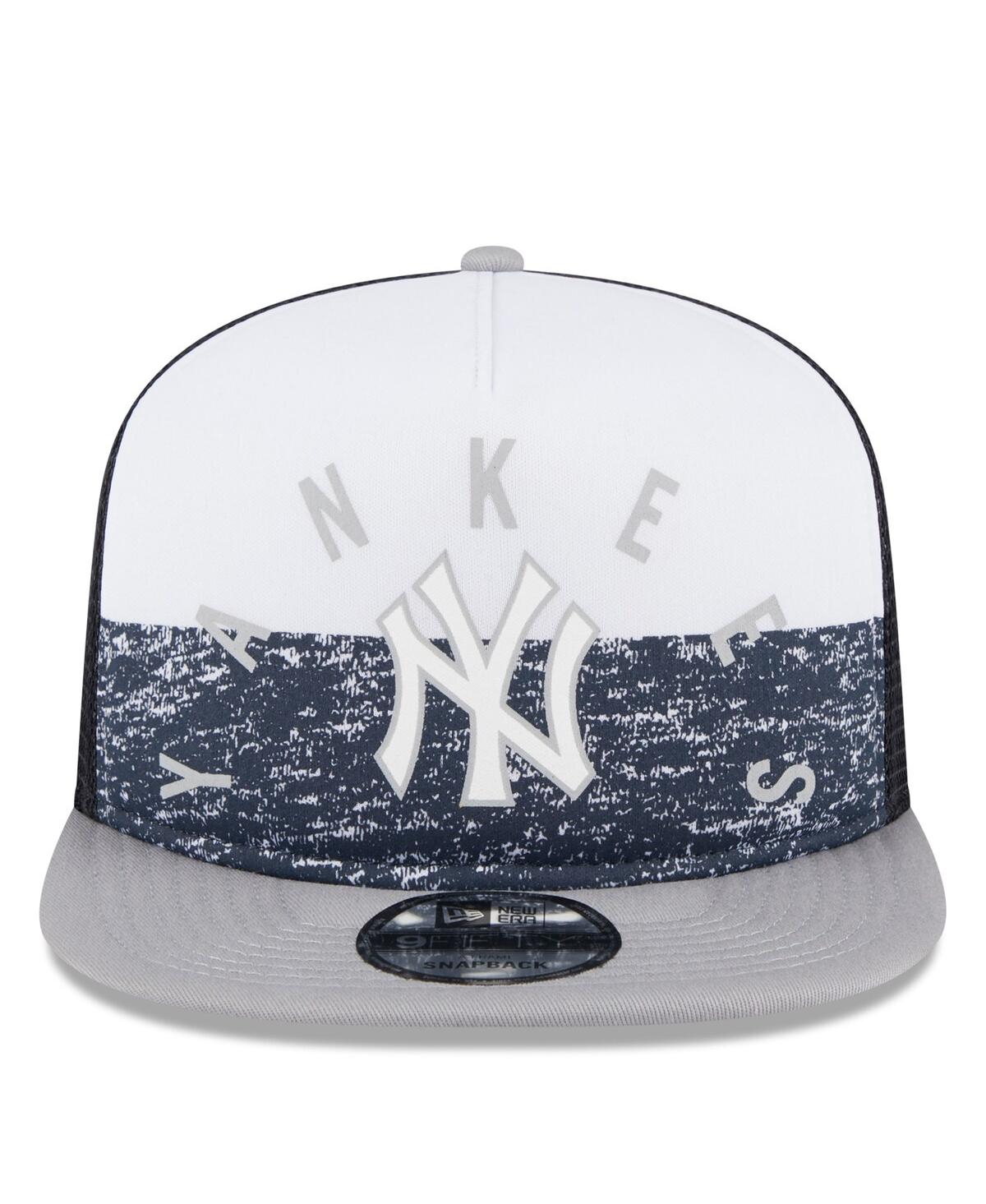 New Era Men's White/gray New York Yankees Team Foam Front A-frame Trucker 9fifty Snapback Hat In White Gray