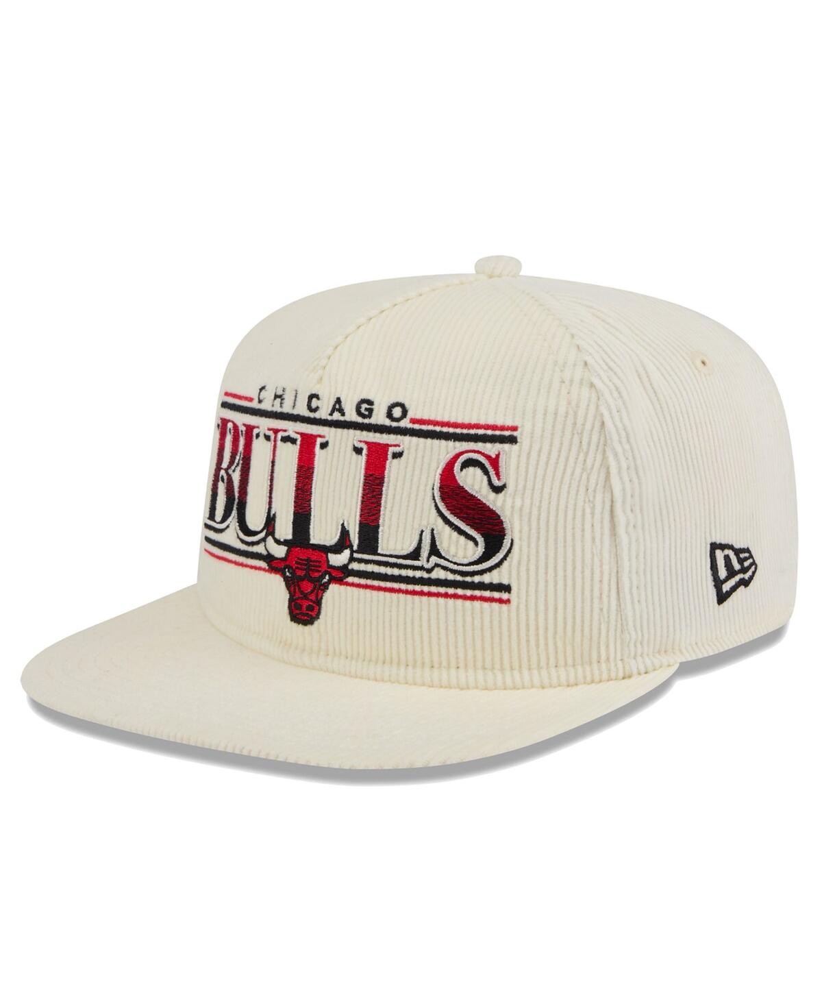 Shop New Era Men's Cream Chicago Bulls Team Bar Lightweight Corduroy Golfer Snapback Hat