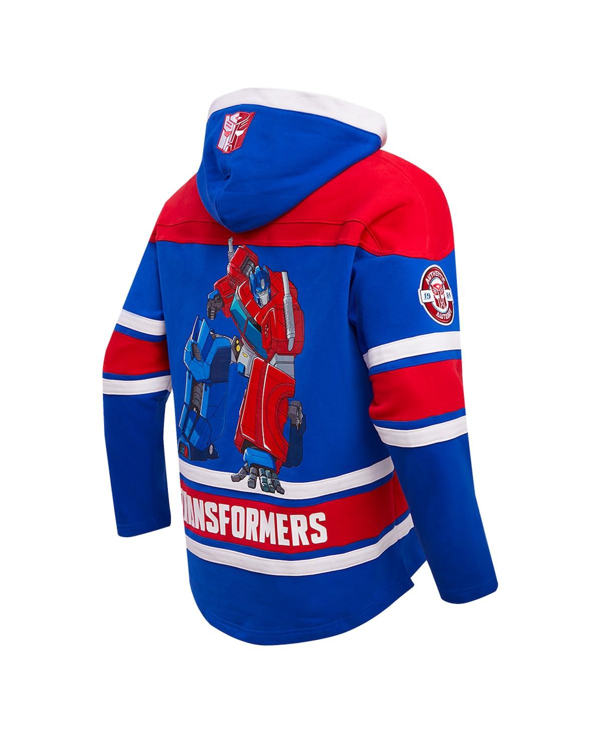 Shop Freeze Max Men's Optimus Prime Royal Transformers Hockey Pullover Hoodie In Royal Red