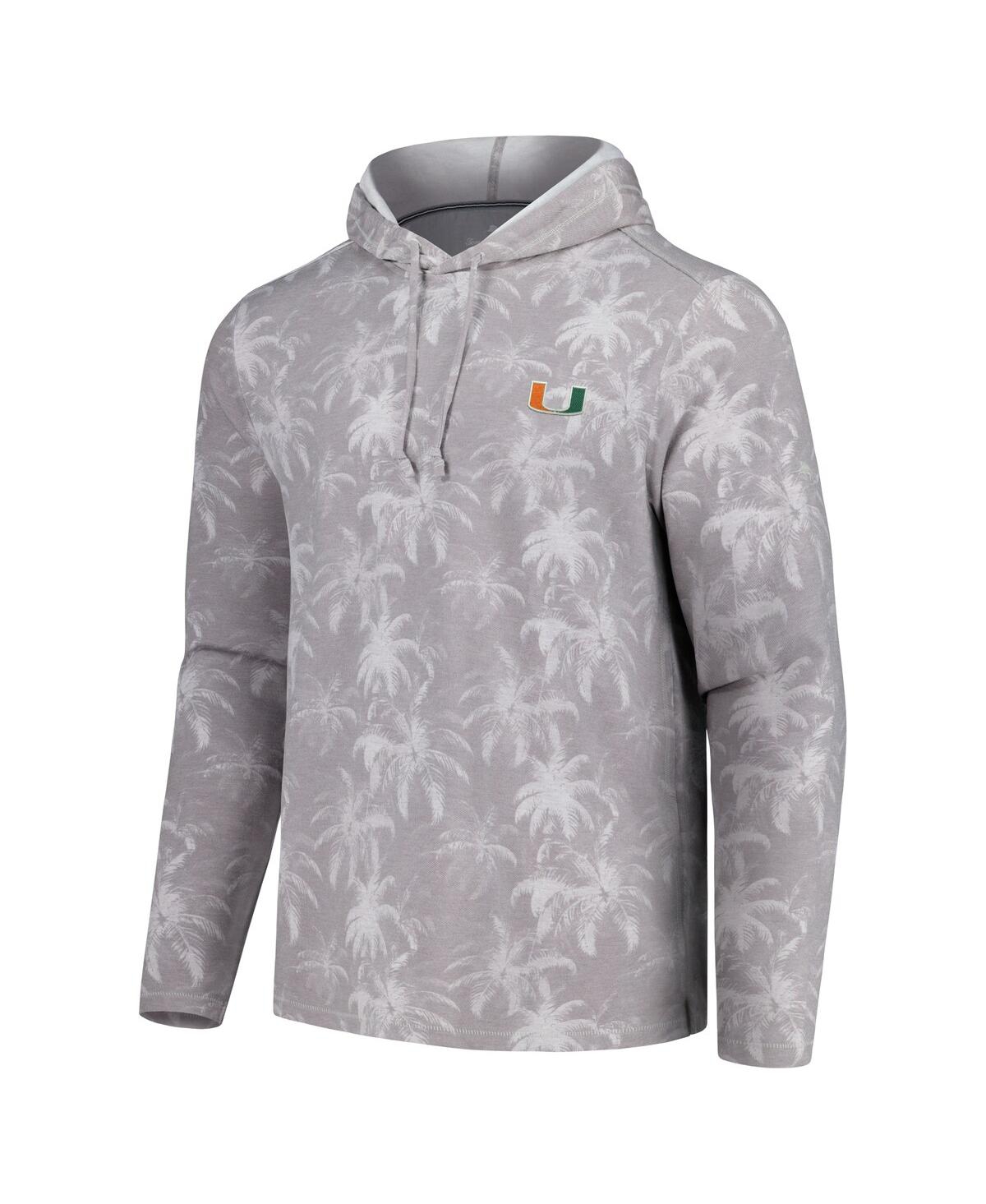 Tommy Bahama Men'sMiami Hurricanes Palm Frenzy Hoodie Long Sleeve T-Shirt - Gray