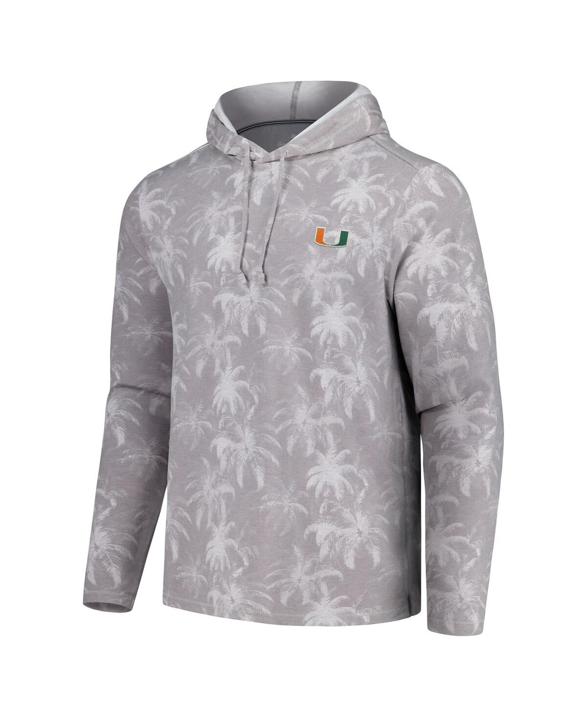 Shop Tommy Bahama Men's Gray Miami Hurricanes Palm Frenzy Hoodie Long Sleeve T-shirt