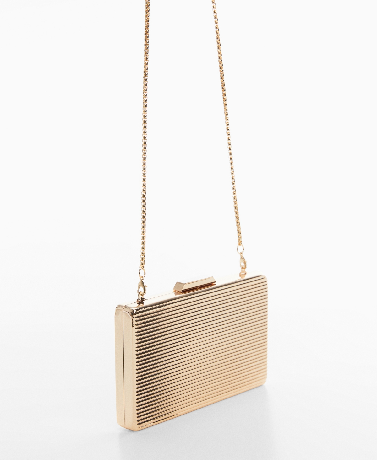 Shop Mango Women's Metallic Clutch Bag In Gold