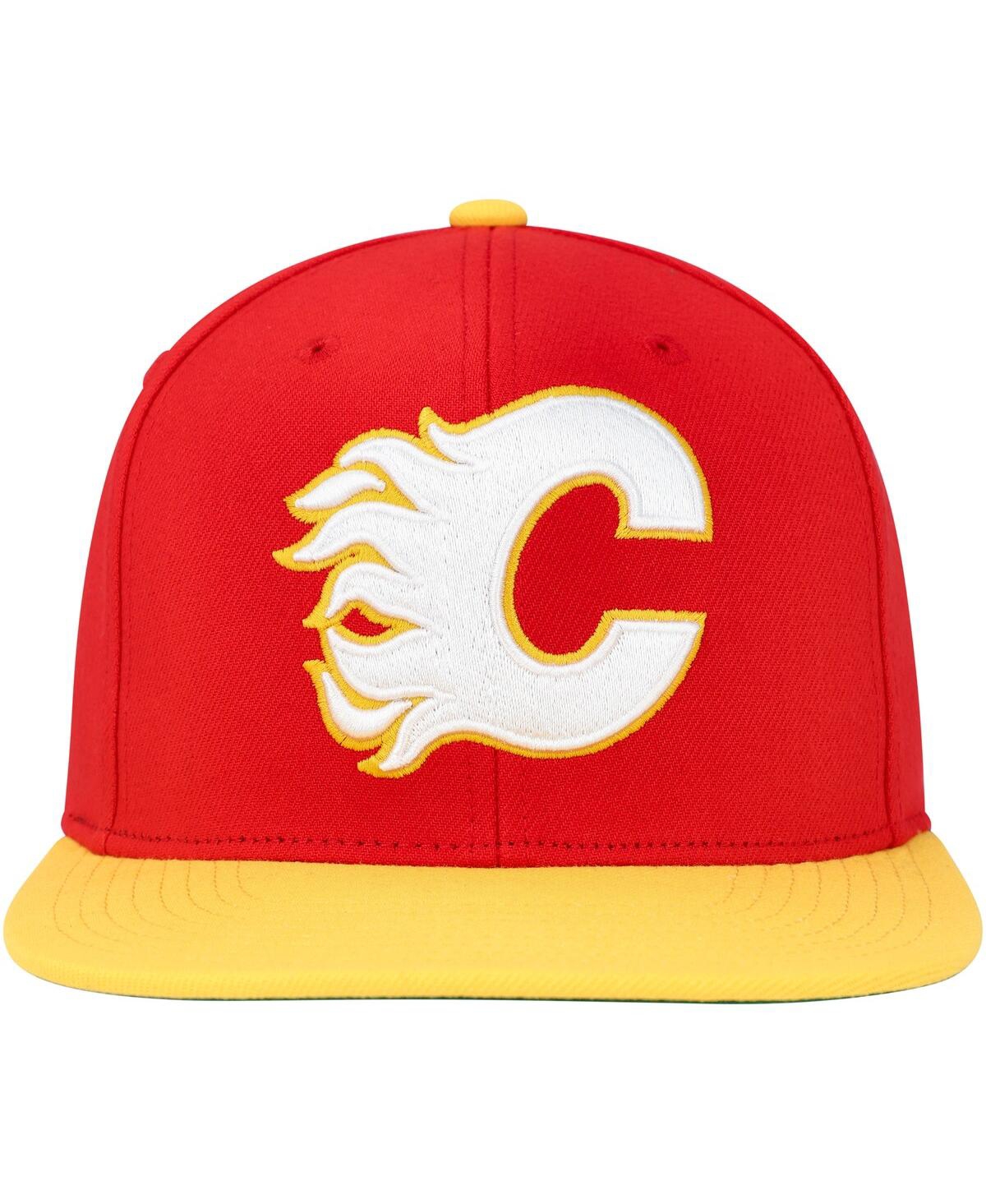 Shop Mitchell & Ness Mitchell Ness Men's Red Calgary Flames Core Team Ground 2.0 Snapback Hat In Red Yellow