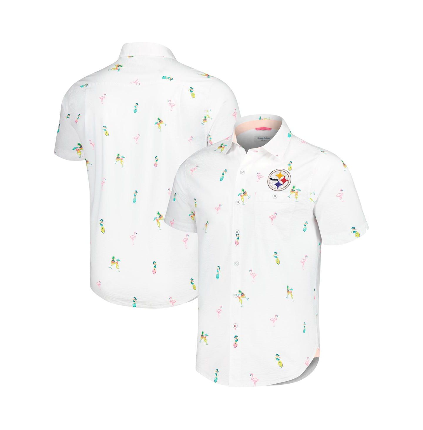 Мужская рубашка Tommy Bahama White Pittsburgh Steelers Nova Wave Flocktail Button-Up — фото 1