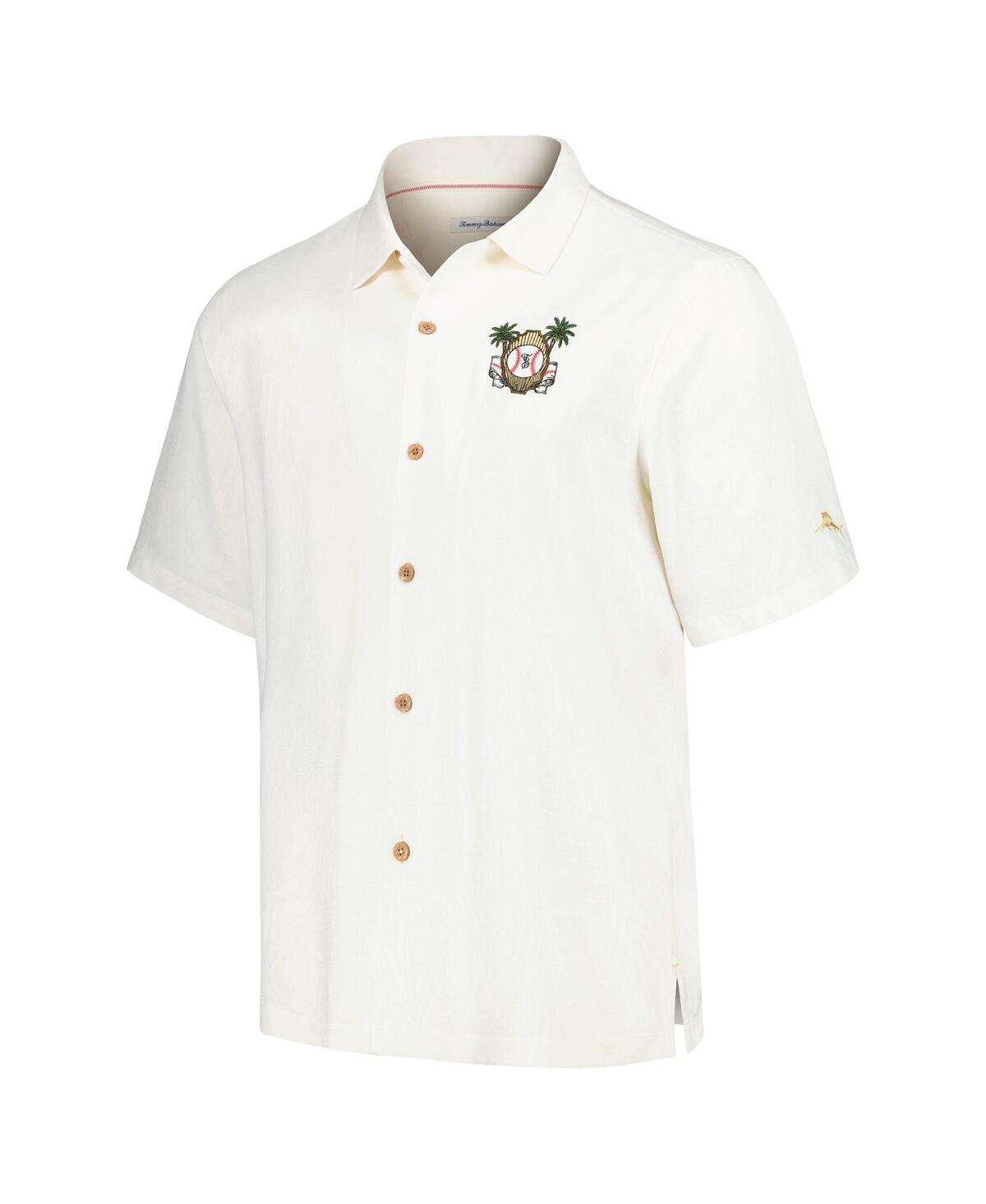 Tommy Bahama Men'sLos Angeles Dodgers Pitcher's Paradiso Button-Up Camp Shirt - White