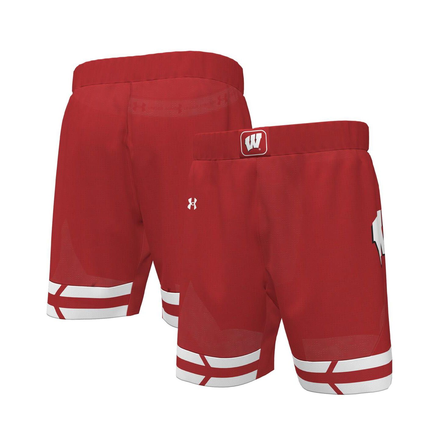 Мужские шорты Under Armour Red Wisconsin Badgers Replica Basketball — фото 1