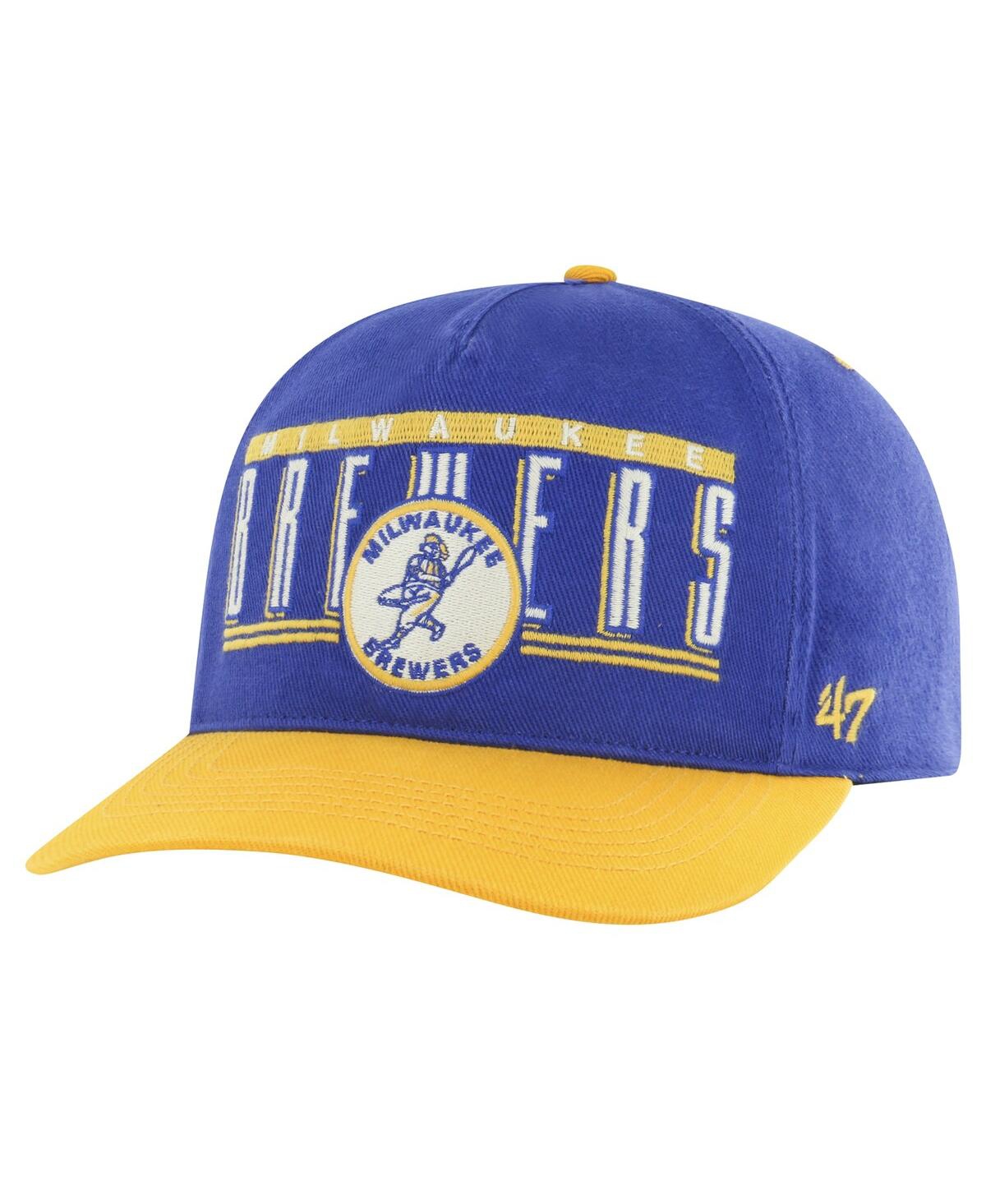 47 Brand Men's Royal Milwaukee Brewers Double Headed Baseline Hitch Adjustable Hat - Royal