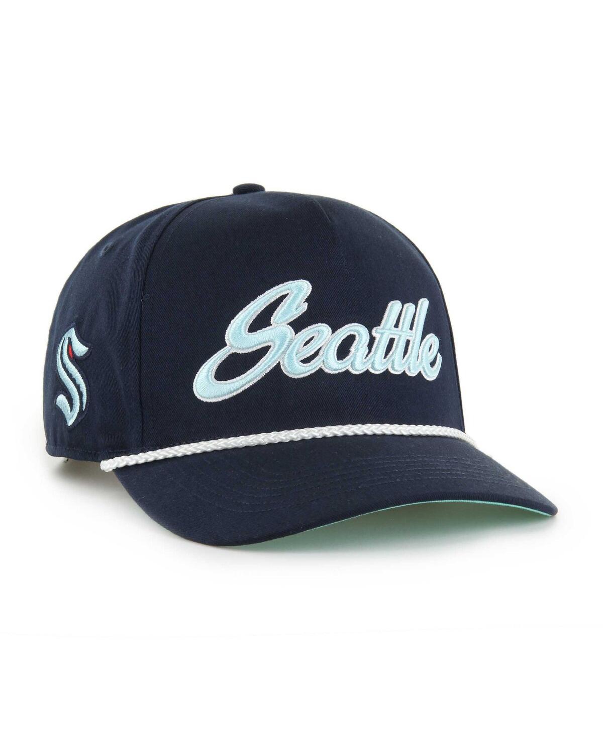 47 Brand Men's Deep Sea Blue Seattle Kraken Overhand Logo Side Patch Hitch Adjustable Hat - Navy