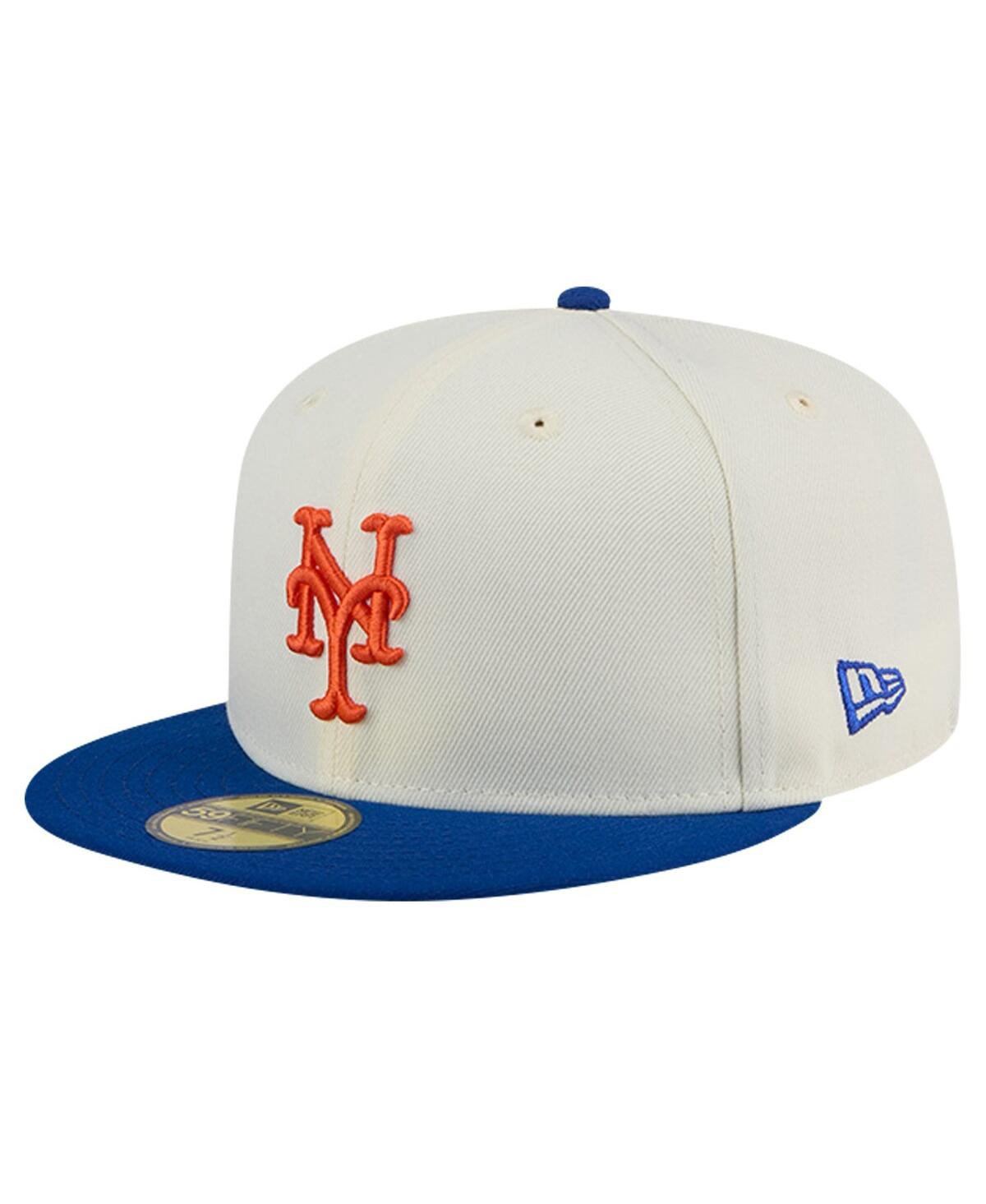 Shop New Era Men's Cream New York Mets Evergreen Chrome 59fifty Fitted Hat